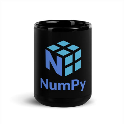 Image of the NumPy Stacked Logo Black Glossy Mug 15 oz.