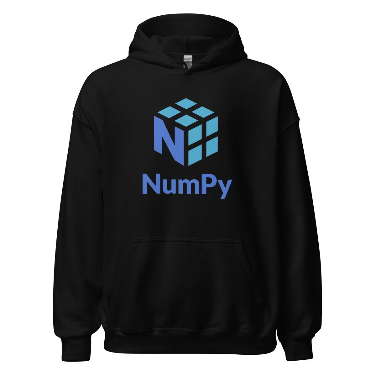 Product mockup photo of the NumPy Stacked Logo Hoodie (unisex) Black / M.