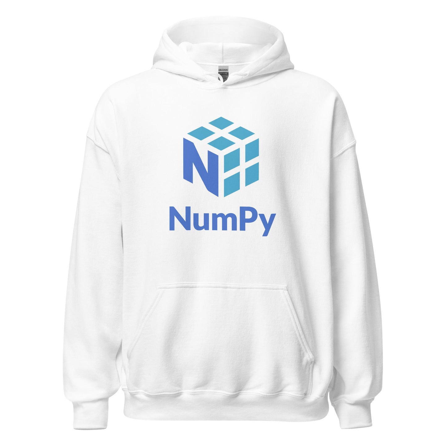 Product mockup photo of the NumPy Stacked Logo Hoodie (unisex) White / M.