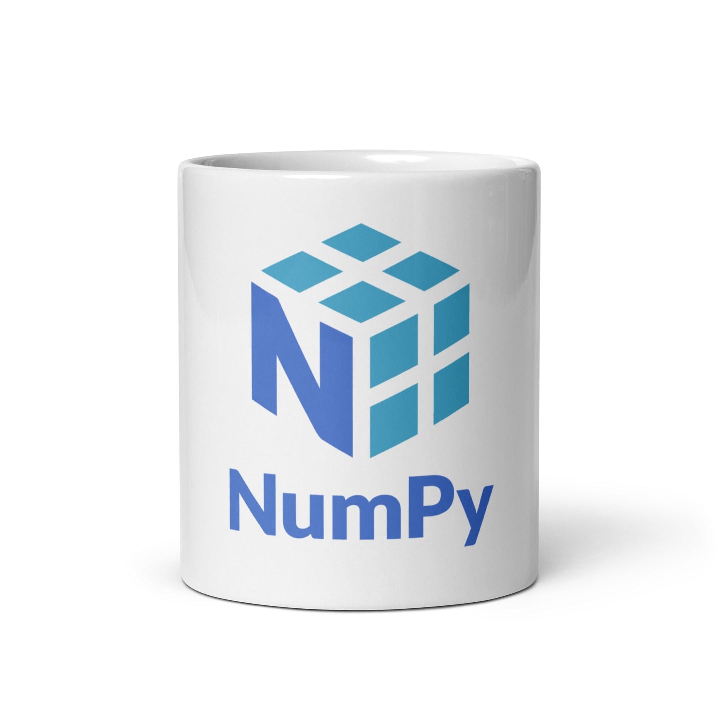 Image of the NumPy Stacked Logo White Glossy Mug 11 oz.