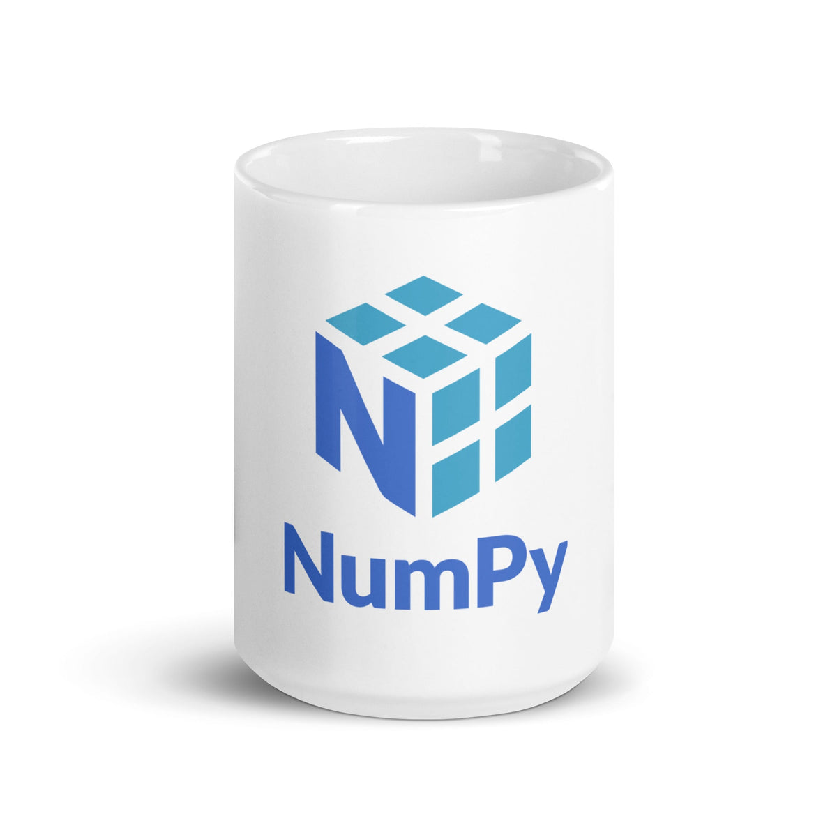 Image of the NumPy Stacked Logo White Glossy Mug 15 oz.
