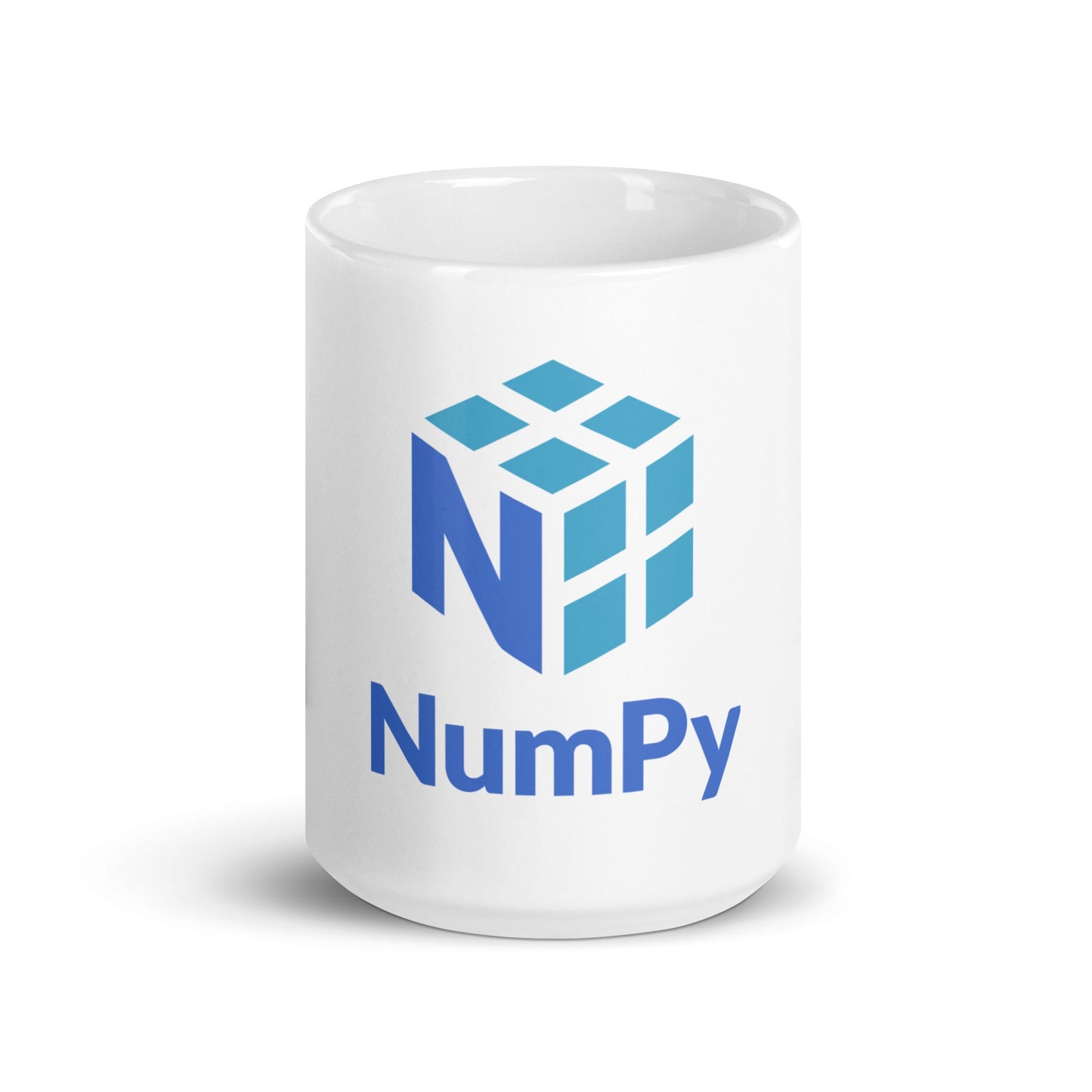 Image of the NumPy Stacked Logo White Glossy Mug 15 oz.