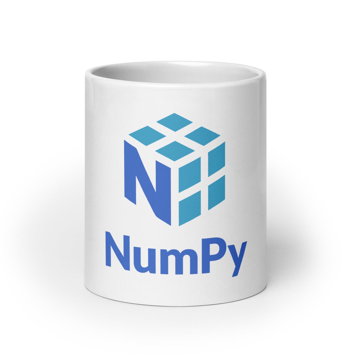 Image of the NumPy Stacked Logo White Glossy Mug 20 oz.