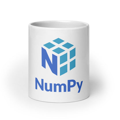 Image of the NumPy Stacked Logo White Glossy Mug 20 oz.