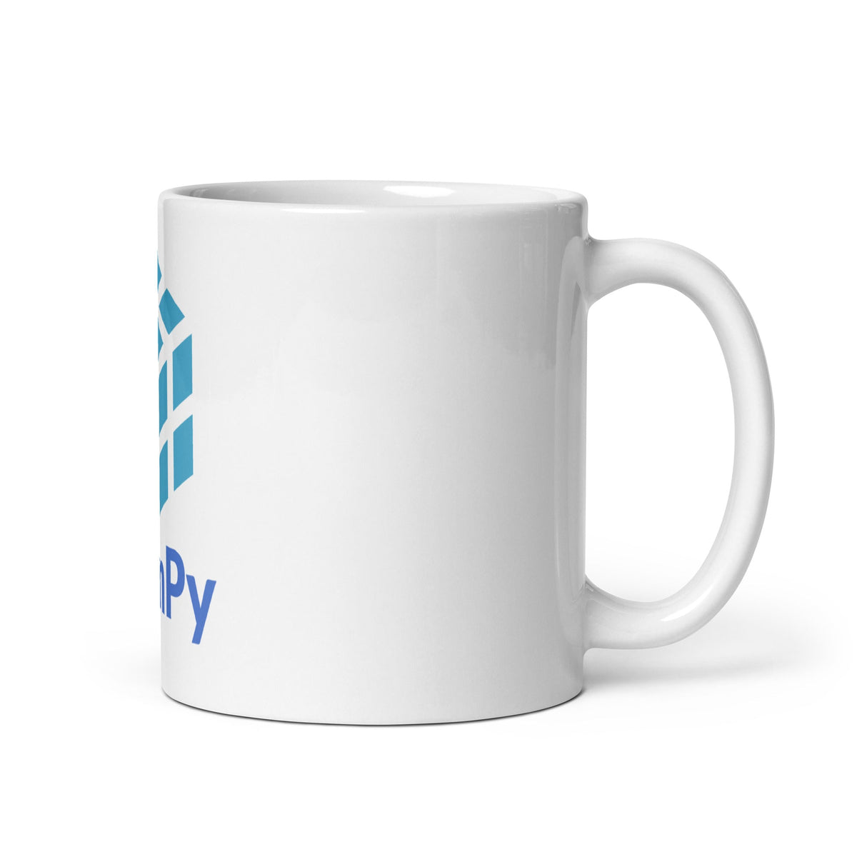 Image of the NumPy Stacked Logo White Glossy Mug.