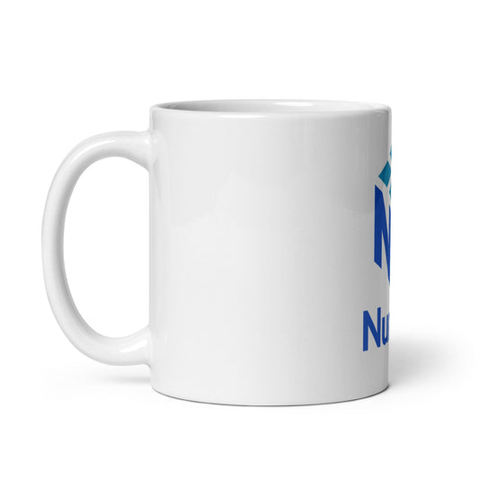 Image of the NumPy Stacked Logo White Glossy Mug.
