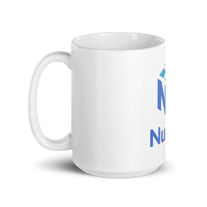 Image of the NumPy Stacked Logo White Glossy Mug.