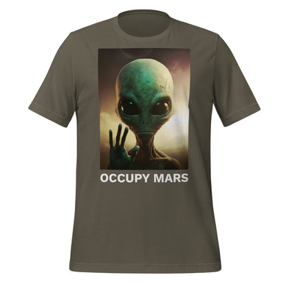 Product mockup photo of the Occupy Mars T Shirt 2 (unisex) Army / M.