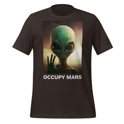 Product mockup photo of the Occupy Mars T Shirt 2 (unisex) Brown / M.