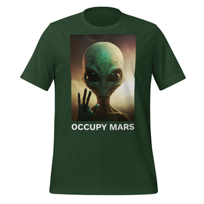 Product mockup photo of the Occupy Mars T Shirt 2 (unisex) Forest / M.
