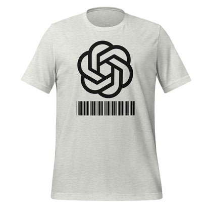 Product mockup photo of the Black Stacked 2018 2024 Barcode Logo T Shirt (unisex) Ash / M.