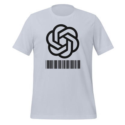 Product mockup photo of the Black Stacked 2018 2024 Barcode Logo T Shirt (unisex) Light Blue / M.