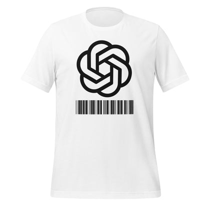 Product mockup photo of the Black Stacked 2018 2024 Barcode Logo T Shirt (unisex) White / M.