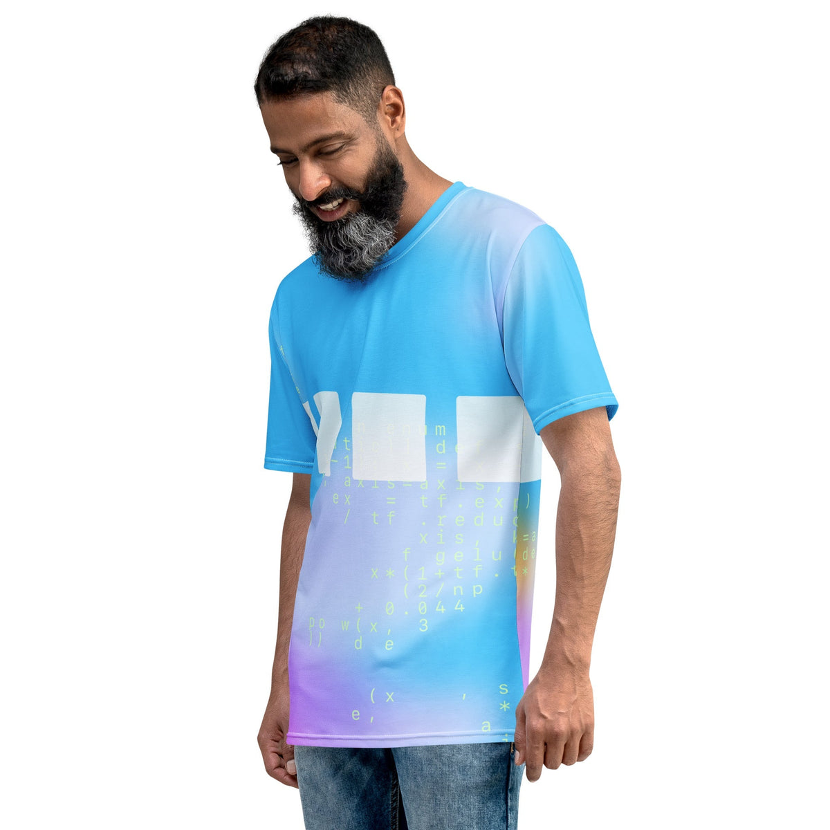 Product mockup photo of the Codex System Card Artwork T Shirt (men).