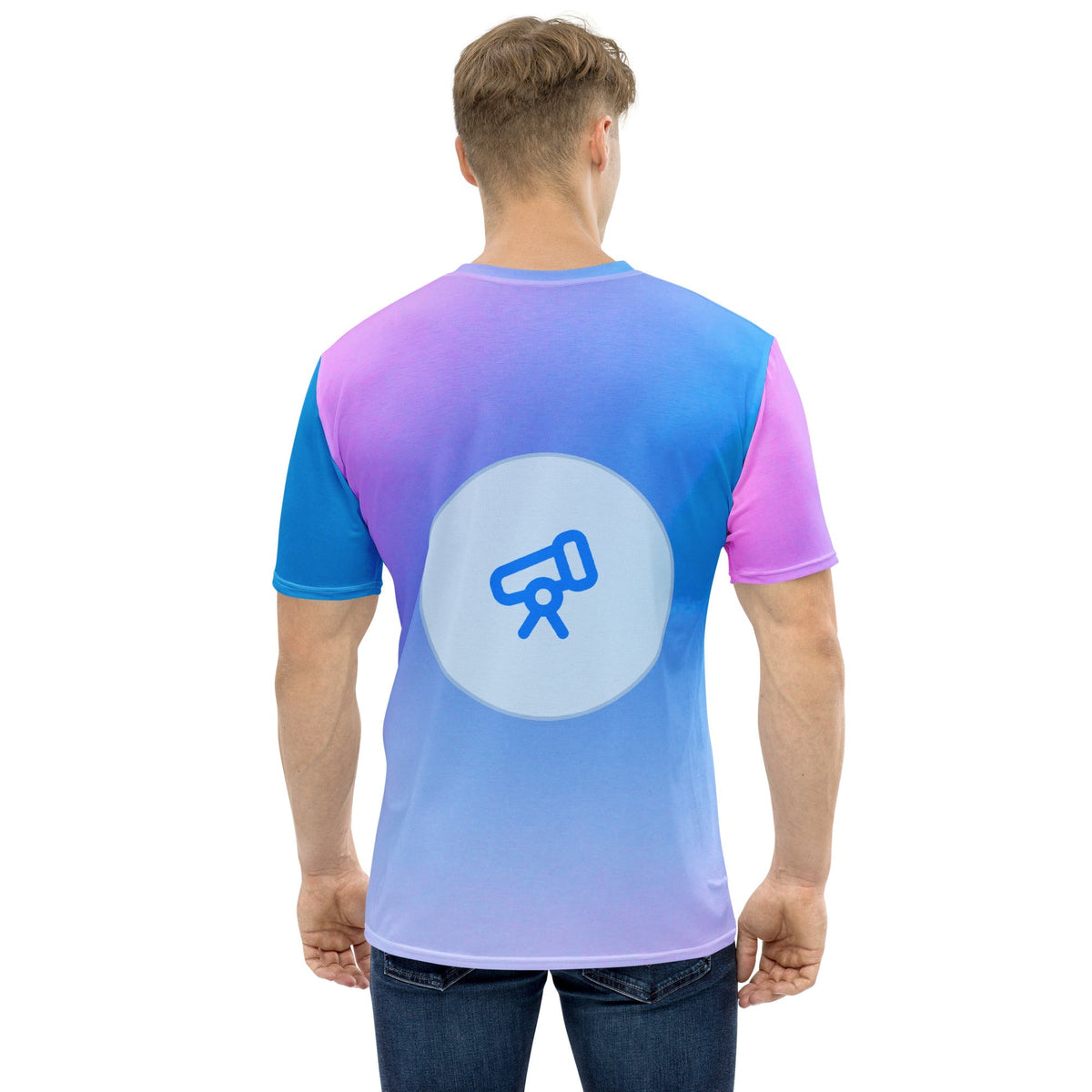 Product mockup photo of the Deep Research Artwork T Shirt (men).