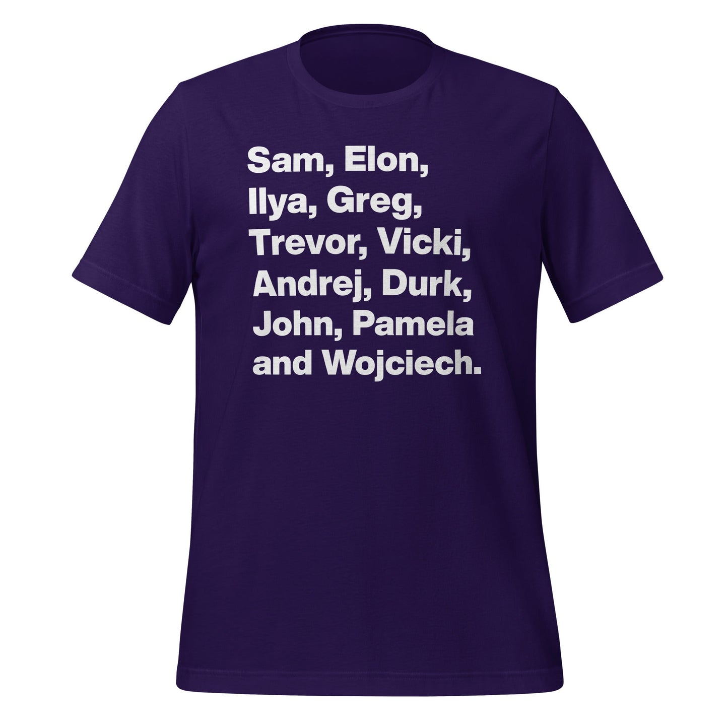 Image of the OpenAI Founders T-Shirt (unisex) Team Purple / M.