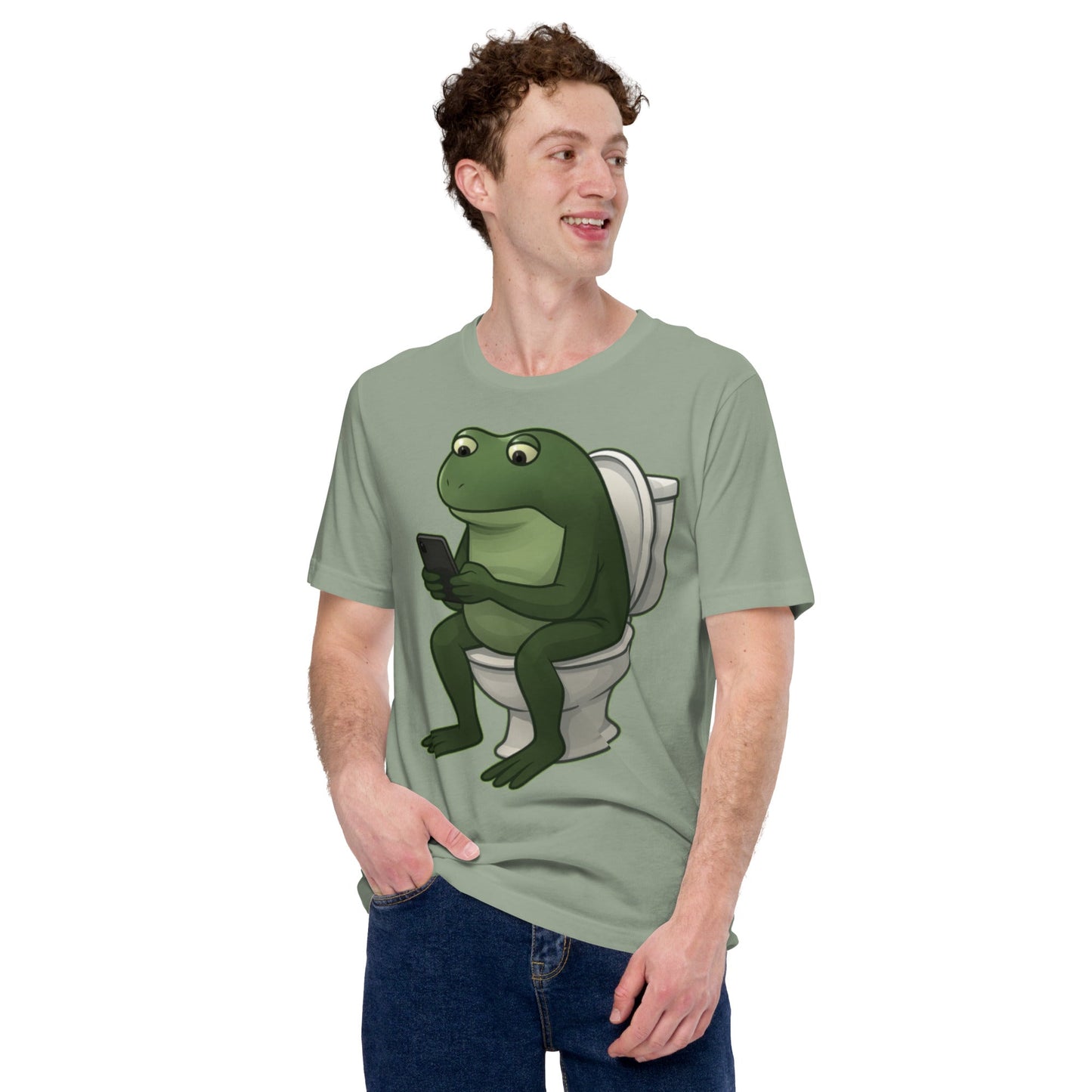 Image of the Froge Watching Sora 2 T-Shirt (unisex).