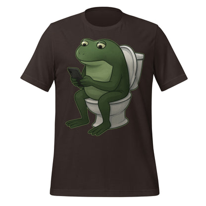 Image of the Froge Watching Sora 2 T-Shirt (unisex) Brown / M.