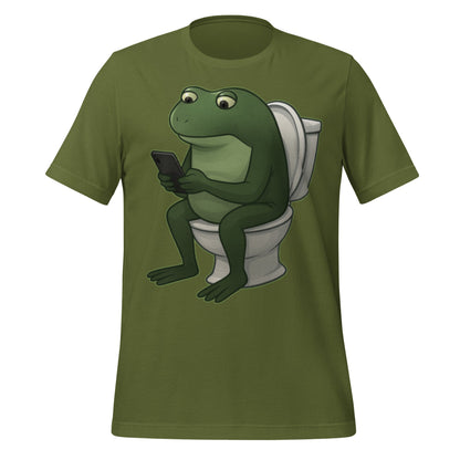 Image of the Froge Watching Sora 2 T-Shirt (unisex) Olive / M.