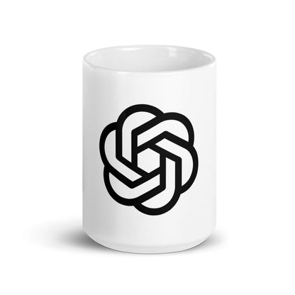 Mockup image of the OpenAI 2018-2024 Icon on White Glossy Mug 15 oz.