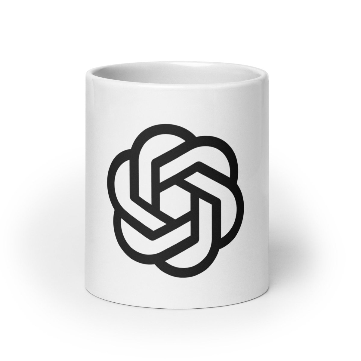 Mockup image of the OpenAI 2018-2024 Icon on White Glossy Mug 20 oz.