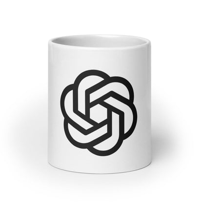Mockup image of the OpenAI 2018-2024 Icon on White Glossy Mug 20 oz.