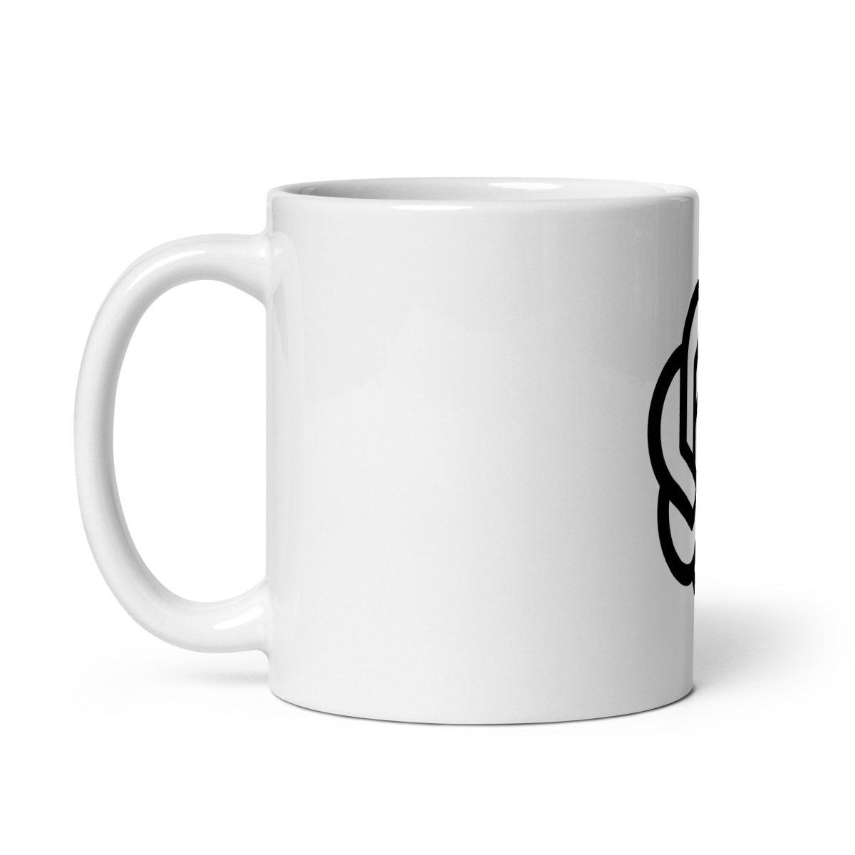 Mockup image of the OpenAI 2018-2024 Icon on White Glossy Mug.