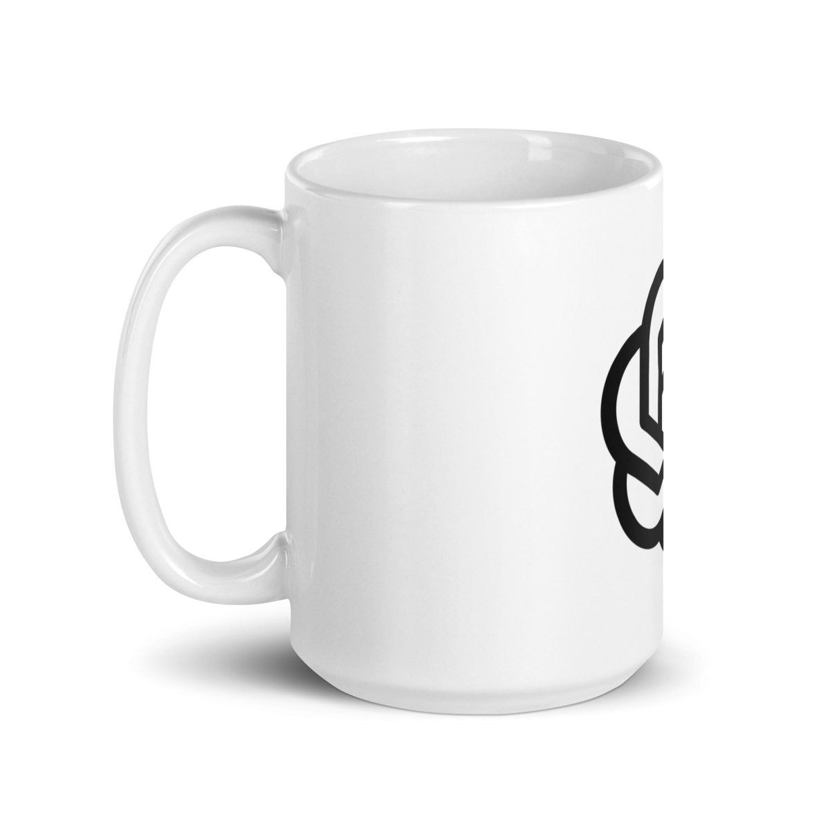 Mockup image of the OpenAI 2018-2024 Icon on White Glossy Mug.