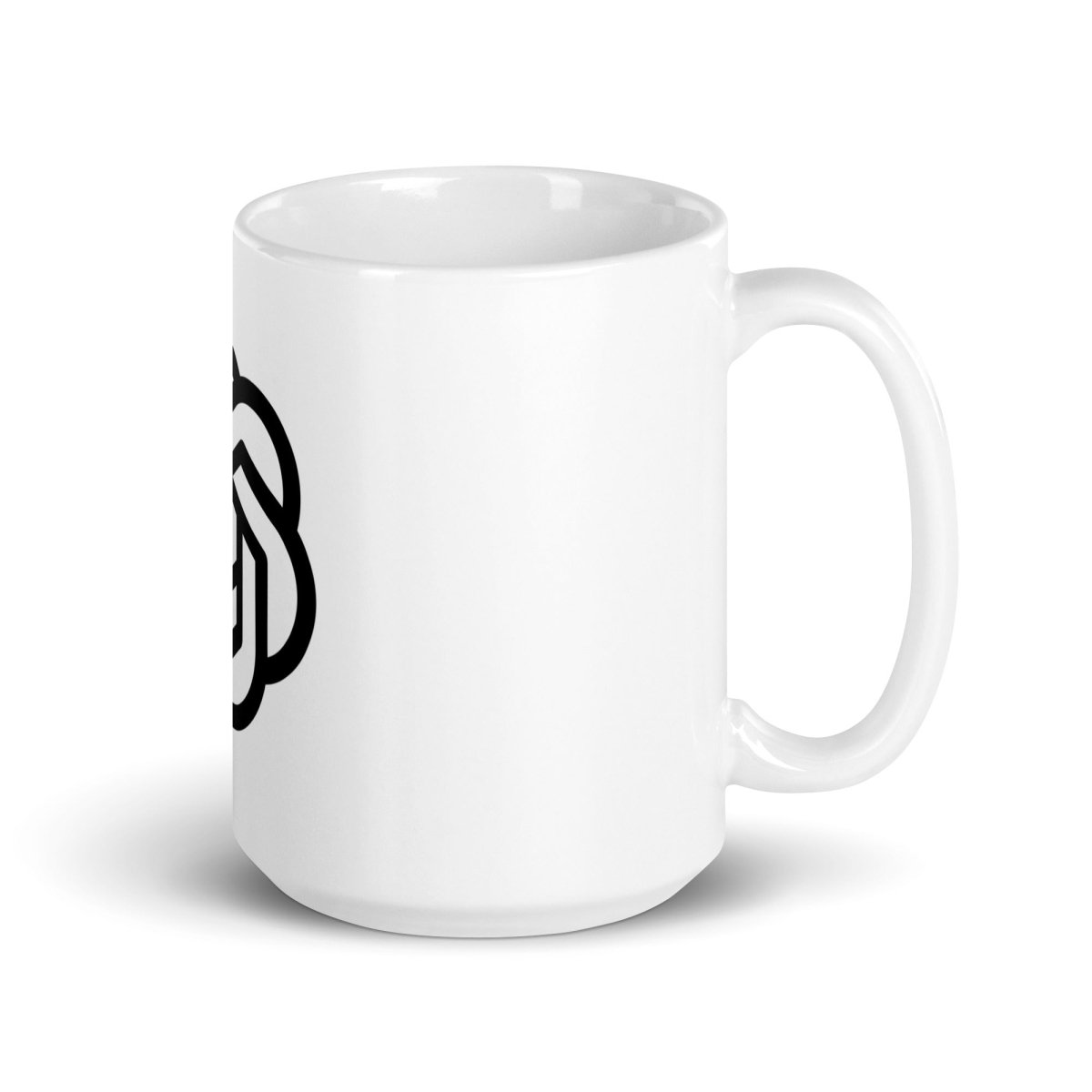 Mockup image of the OpenAI 2018-2024 Icon on White Glossy Mug.