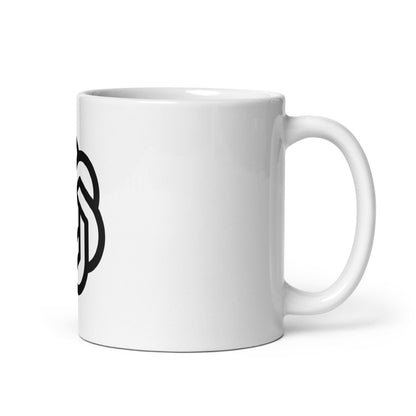 Mockup image of the OpenAI 2018-2024 Icon on White Glossy Mug.