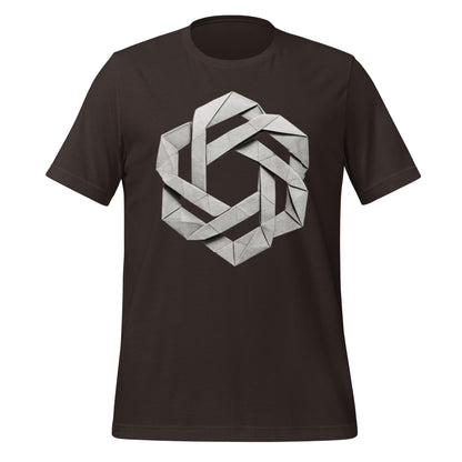 Product mockup photo of the OpenAI Origami T Shirt (unisex) Brown / M.