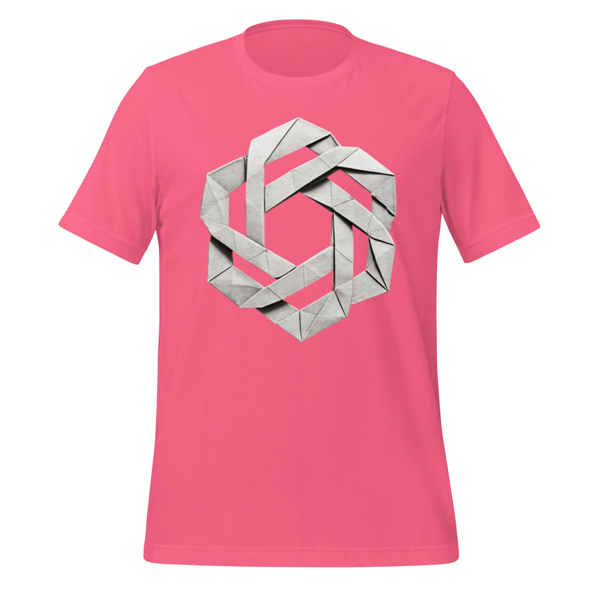Product mockup photo of the OpenAI Origami T Shirt (unisex) Charity Pink / M.