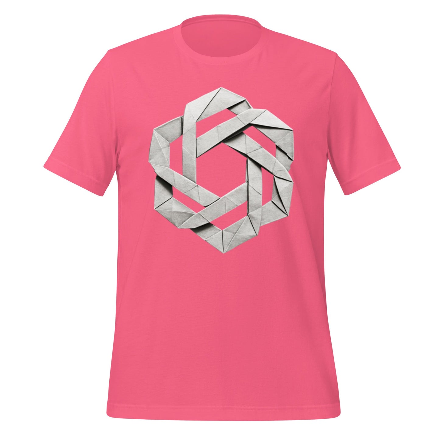Product mockup photo of the OpenAI Origami T Shirt (unisex) Charity Pink / M.