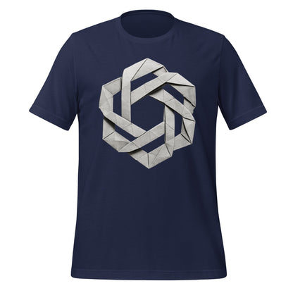 Product mockup photo of the OpenAI Origami T Shirt (unisex) Navy / M.