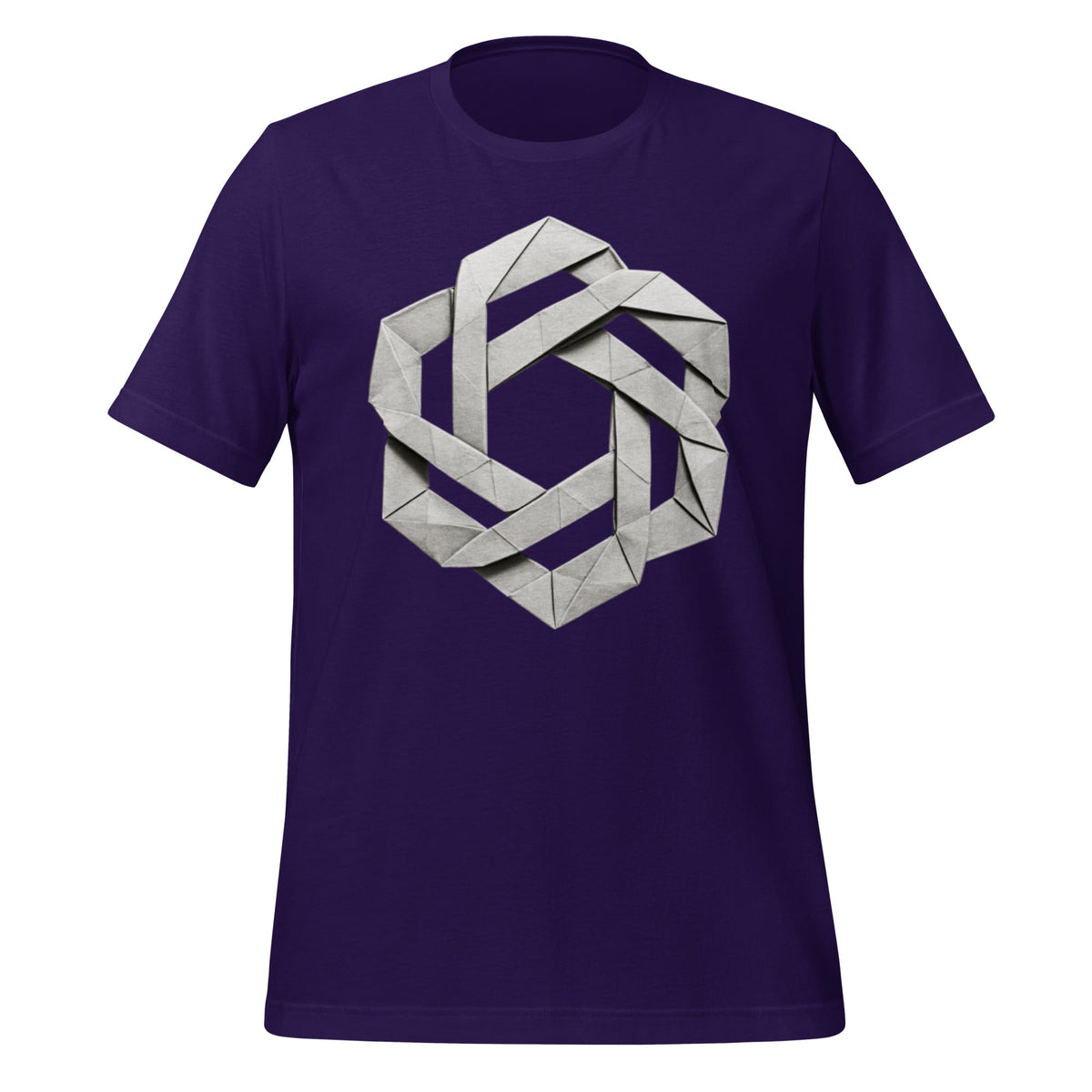 Product mockup photo of the OpenAI Origami T Shirt (unisex) Team Purple / M.