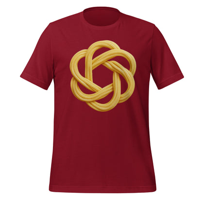 Product mockup photo of the OpenAI Spaghetti T-Shirt (unisex) Cardinal / M.