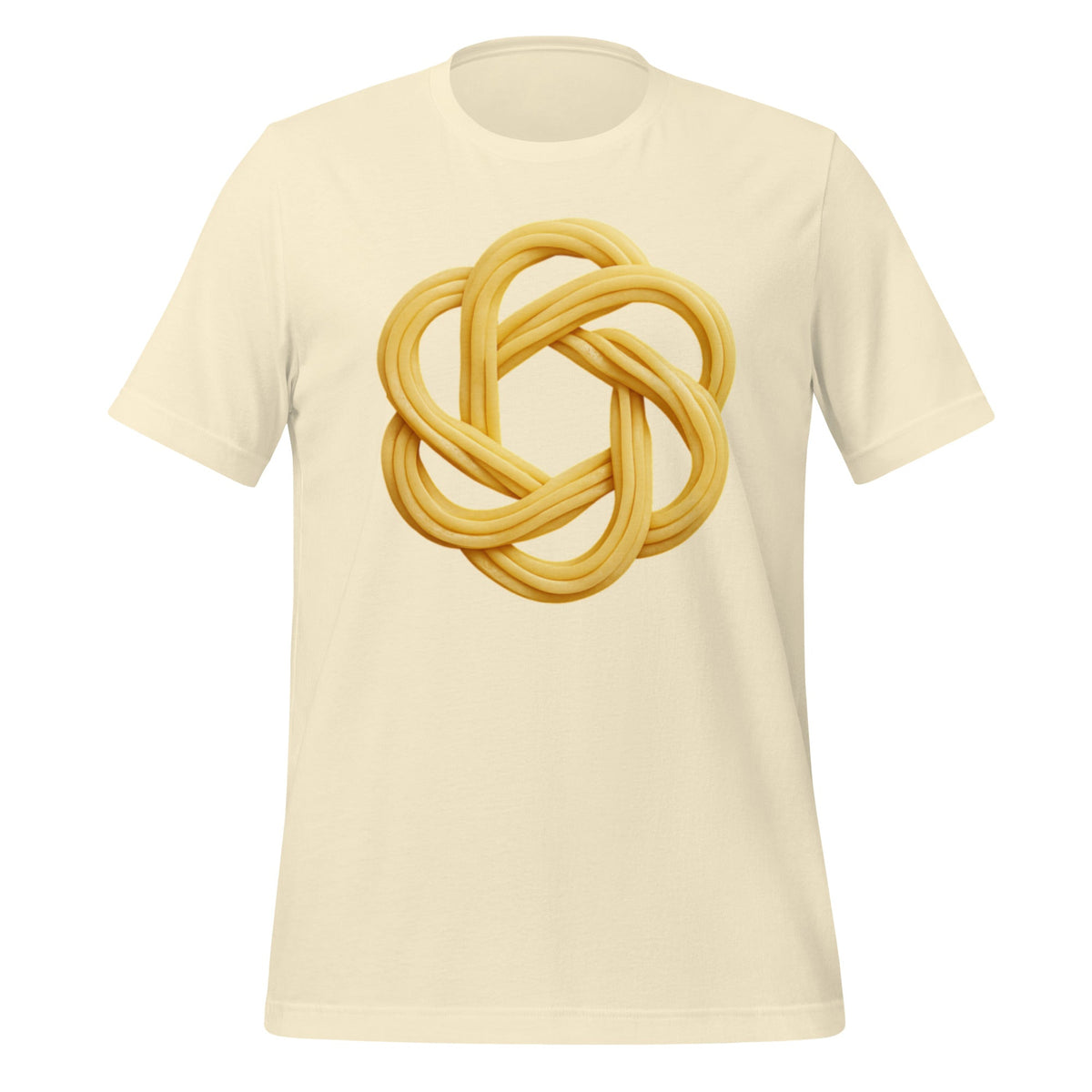 Product mockup photo of the OpenAI Spaghetti T-Shirt (unisex) Natural / M.