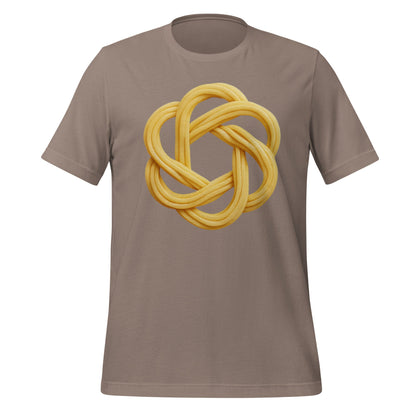 Product mockup photo of the OpenAI Spaghetti T-Shirt (unisex) Pebble / M.