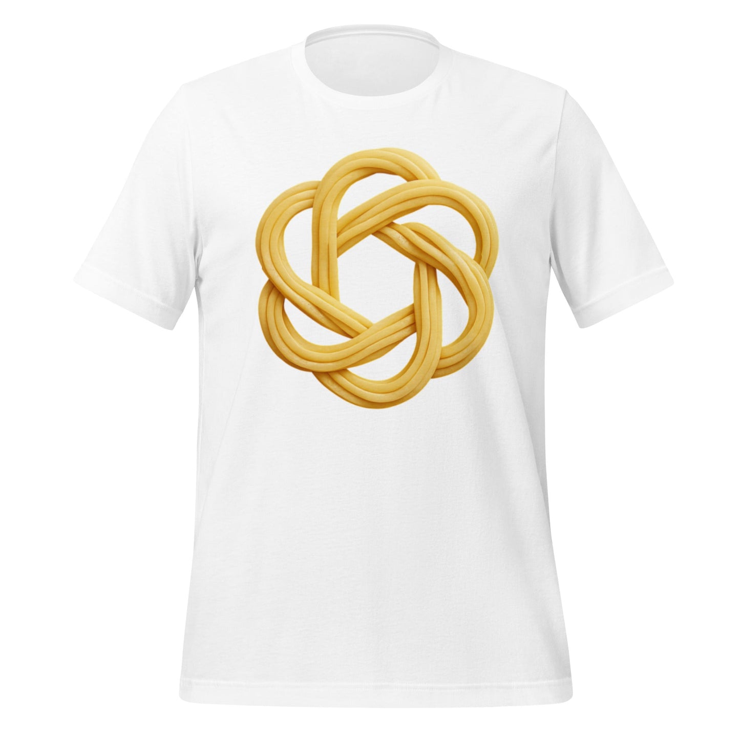 Product mockup photo of the OpenAI Spaghetti T-Shirt (unisex) White / M.