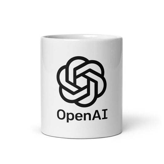 OpenAI Stacked Logo on White Glossy Mug - AI Store