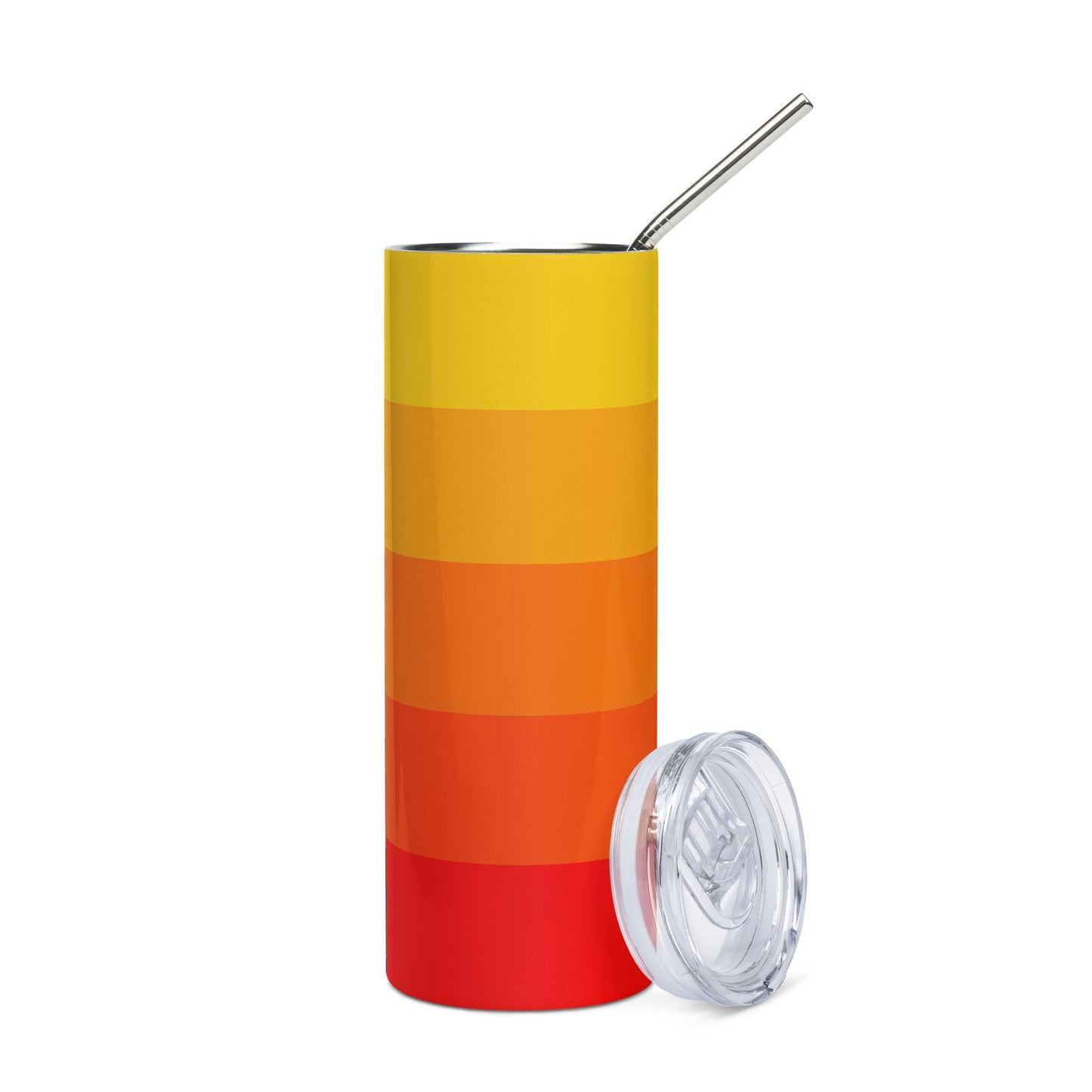 Product mockup photo of the Orange Gradient AI Stainless Steel Tumbler.