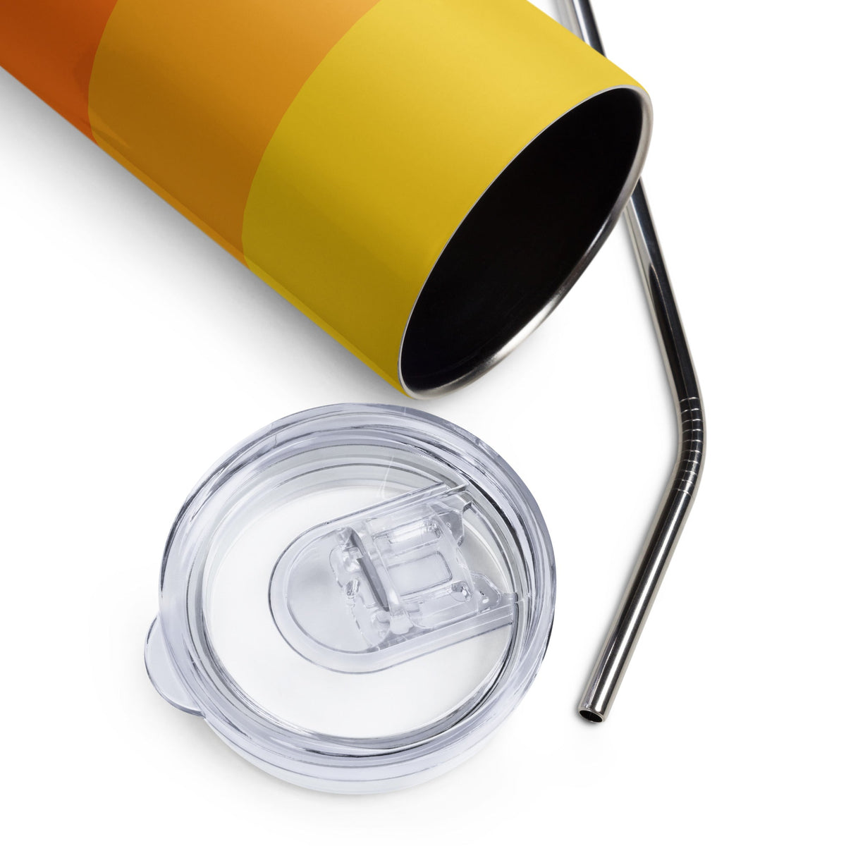 Product mockup photo of the Orange Gradient AI Stainless Steel Tumbler.