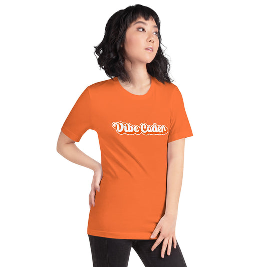 Image of the Orange Vibe Coder T-Shirt (unisex).