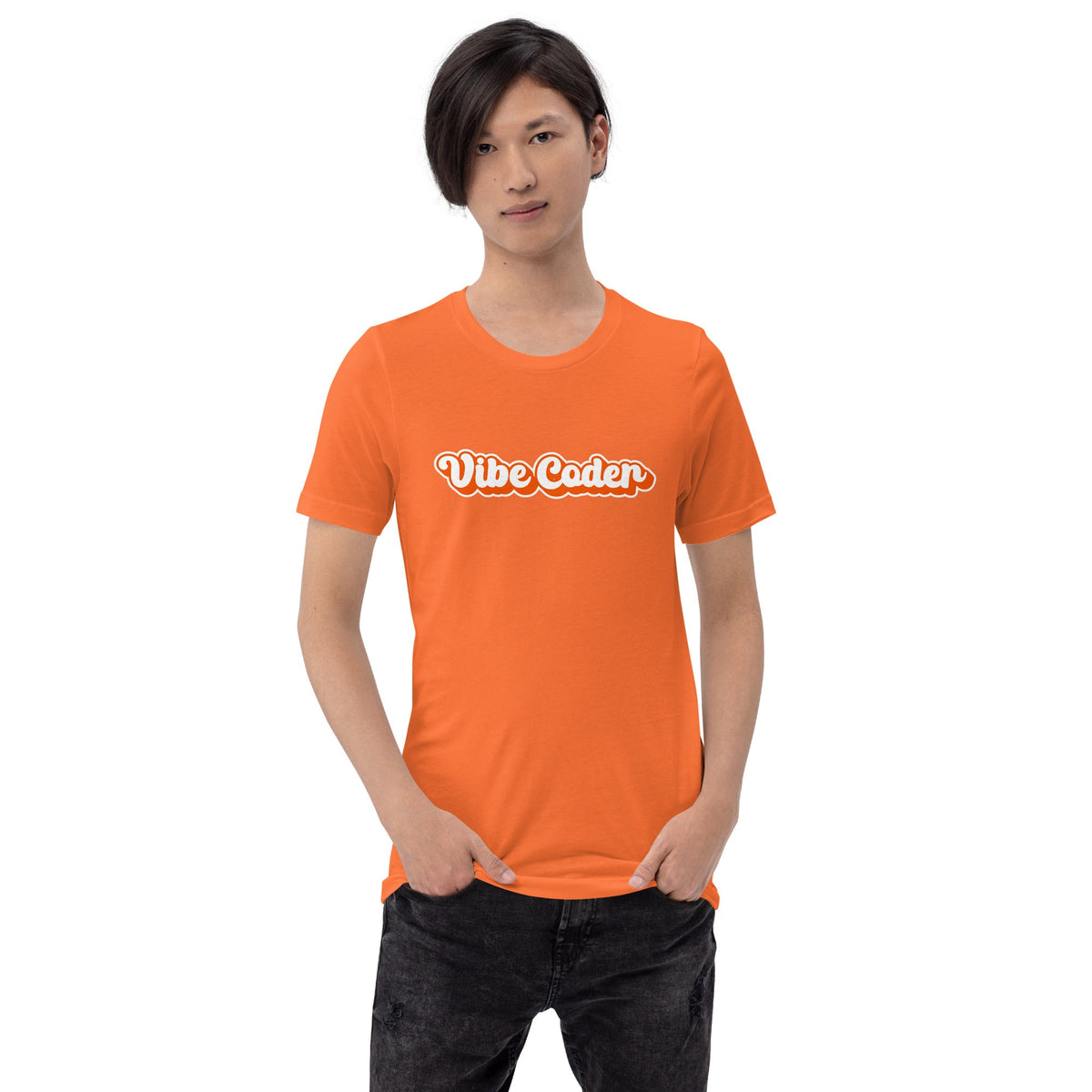 Image of the Orange Vibe Coder T-Shirt (unisex).