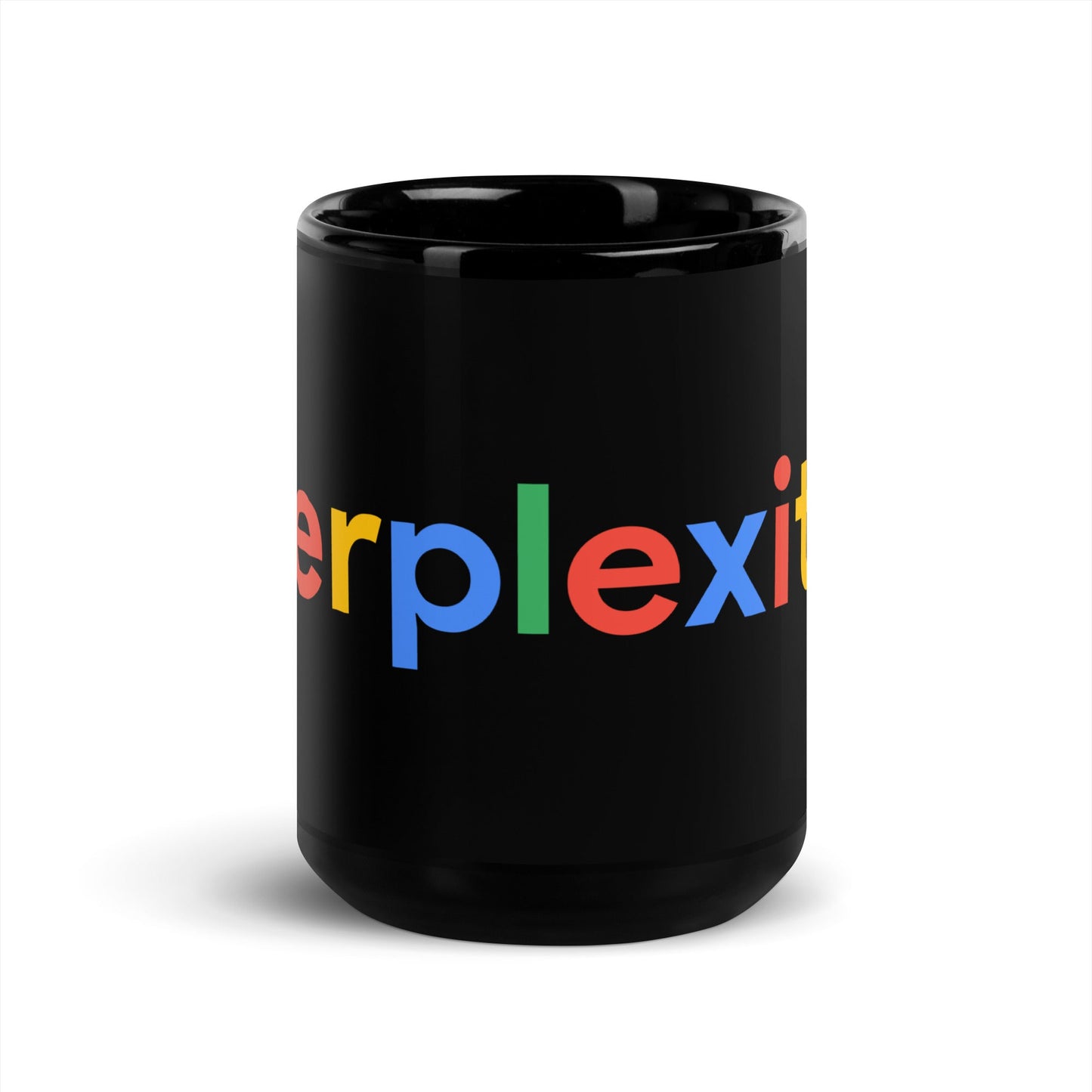 Image of the Perplexity Search Logo Black Glossy Mug 15 oz.