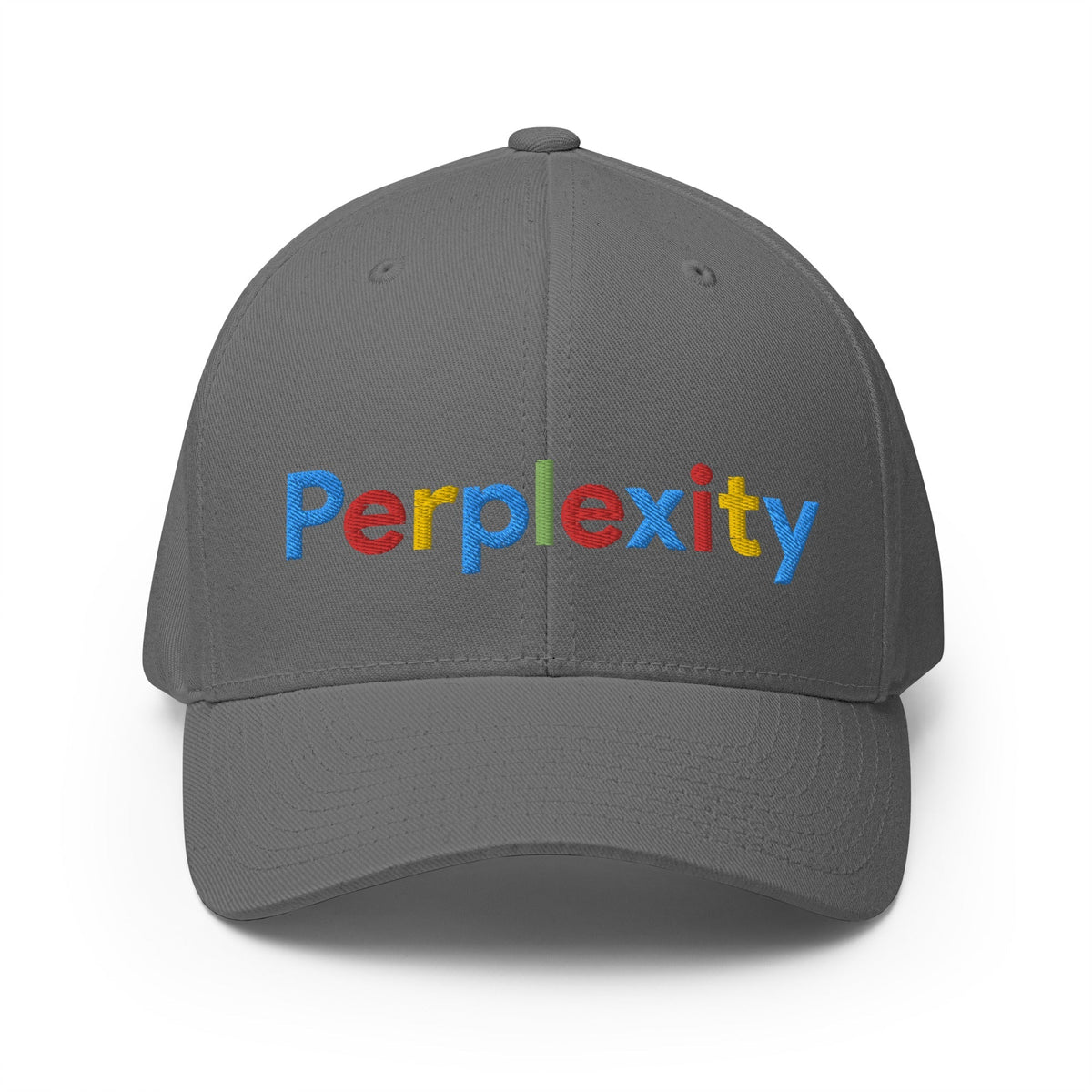 Image of the Perplexity Search Logo Embroidered Closed-Back Baseball Cap Grey / S/M.