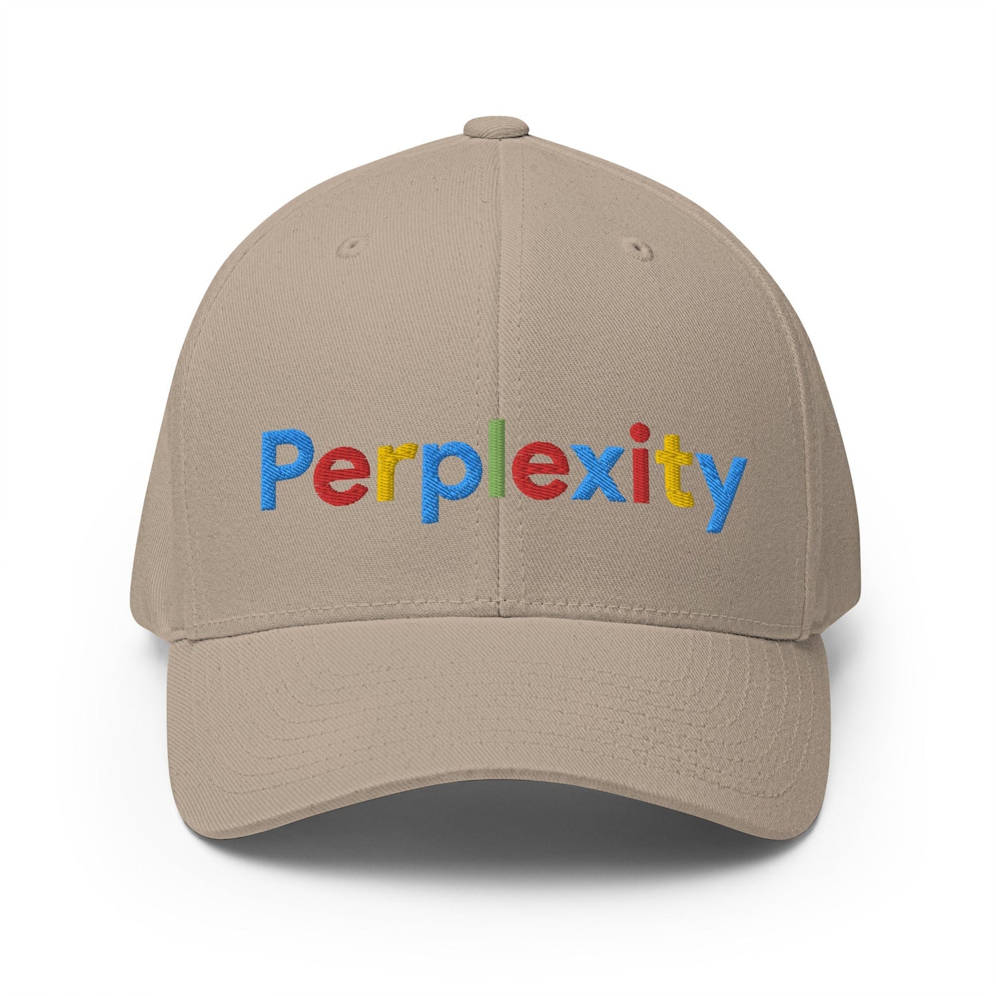 Image of the Perplexity Search Logo Embroidered Closed-Back Baseball Cap Khaki / S/M.