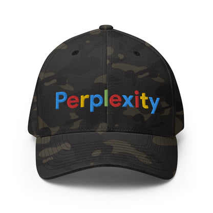 Image of the Perplexity Search Logo Embroidered Closed-Back Baseball Cap Multicam Black / S/M.
