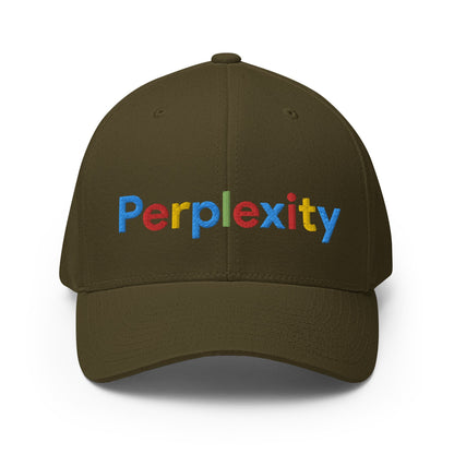 Image of the Perplexity Search Logo Embroidered Closed-Back Baseball Cap Olive / S/M.