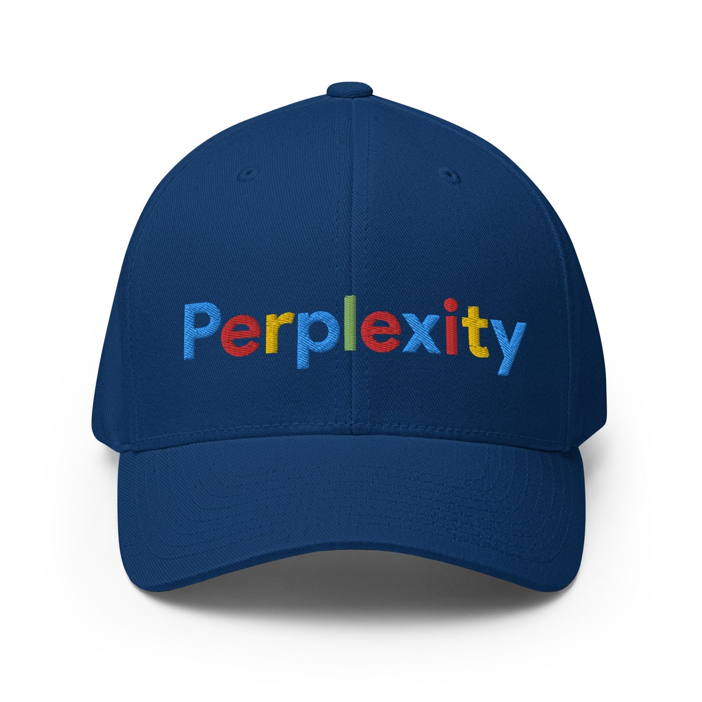 Image of the Perplexity Search Logo Embroidered Closed-Back Baseball Cap Royal Blue / S/M.